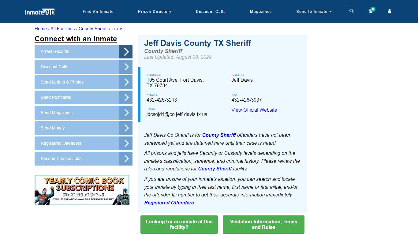 Jeff Davis County TX Sheriff - Arrests Warrants - InmateAid